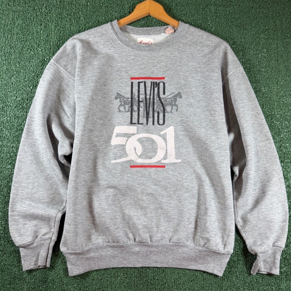 VTG Levi's 501 Sweatshirt Mens M Gray Good Vintage Graphic Crewneck Fleece